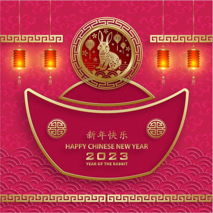 2023兔年中国风新年春节剪纸风节日宣传插画海报背景展板AI素材【087】